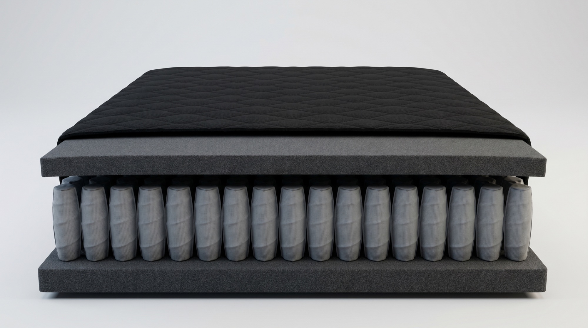Cutaway showing the comfort foam and individually wrapped pocket springs inside